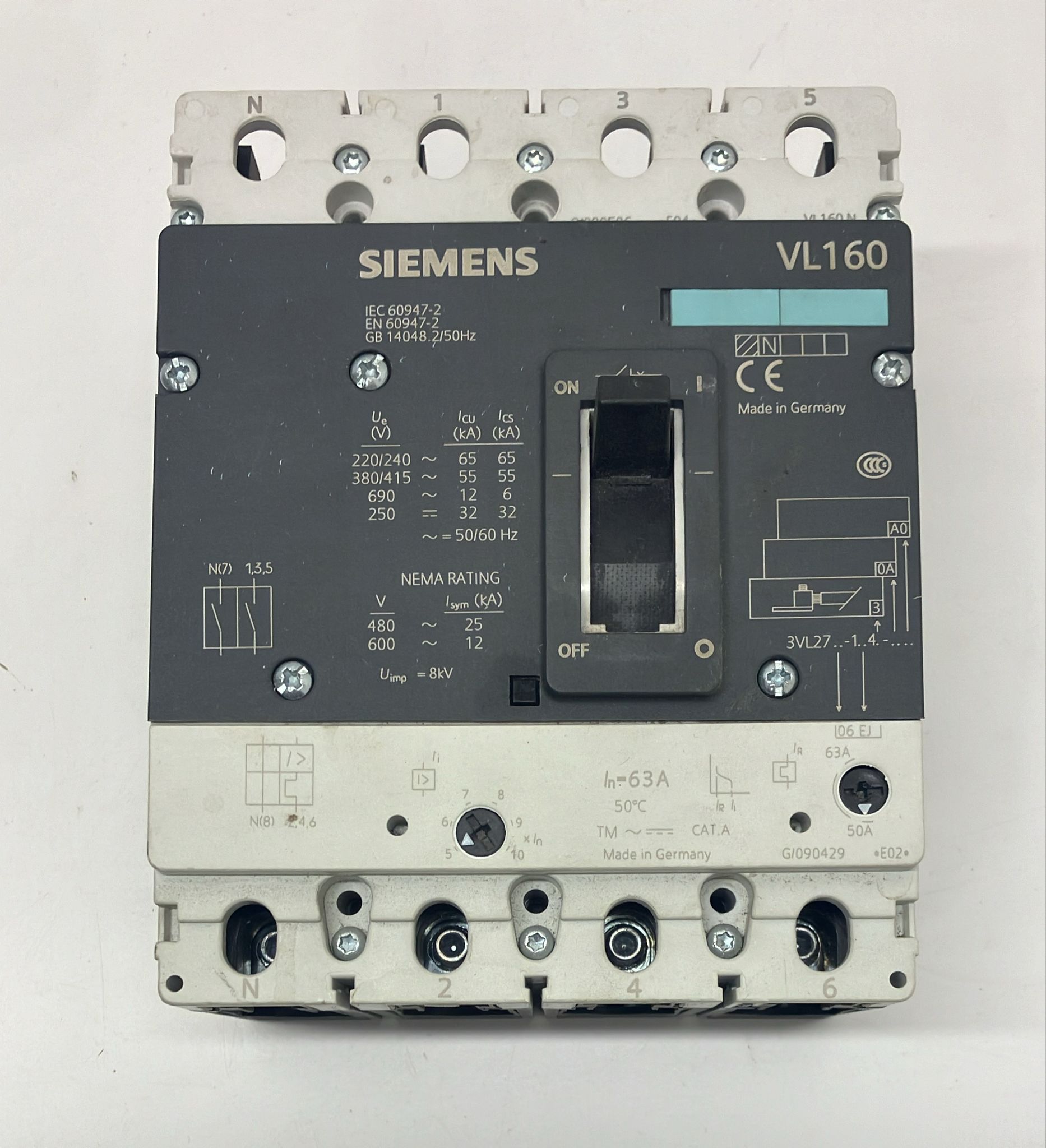 SIEMENS VL160 4X63A compak şalter 3VL27