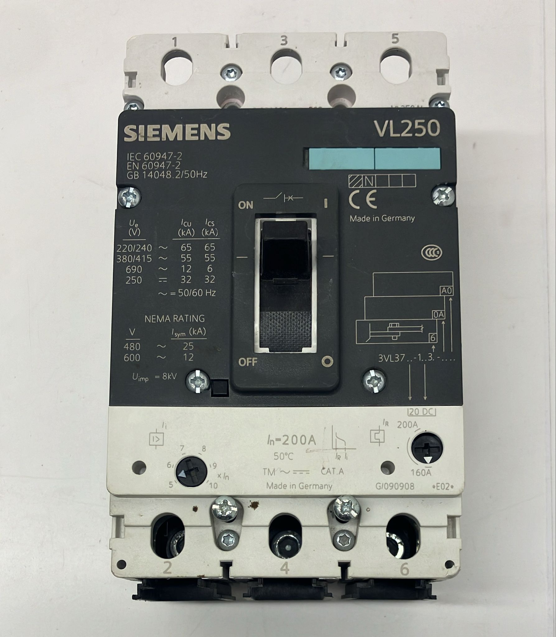 SIEMENS VL250 3VL37 şalter