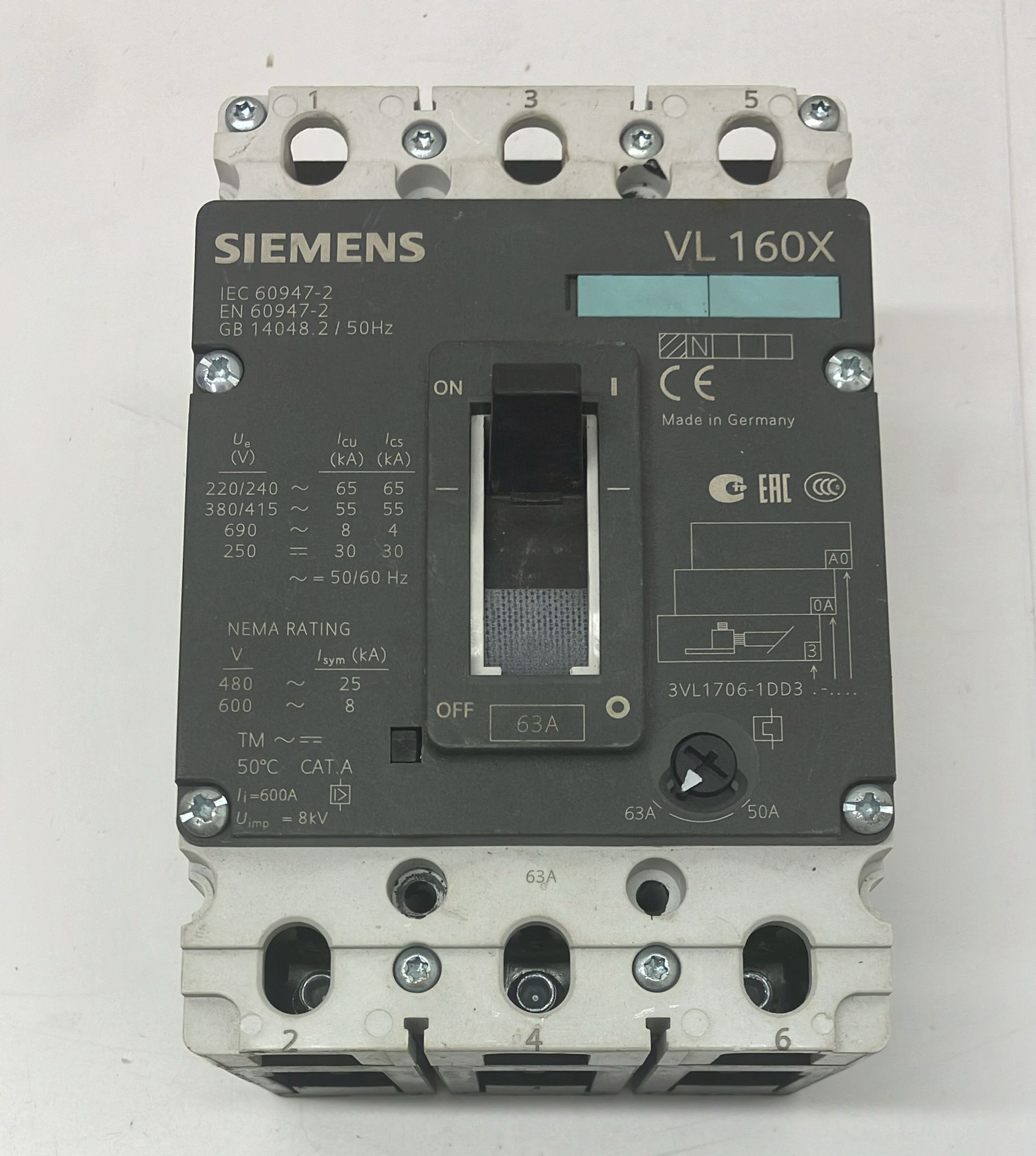 SIEMENS VL160X 50-63 A Compak şalter