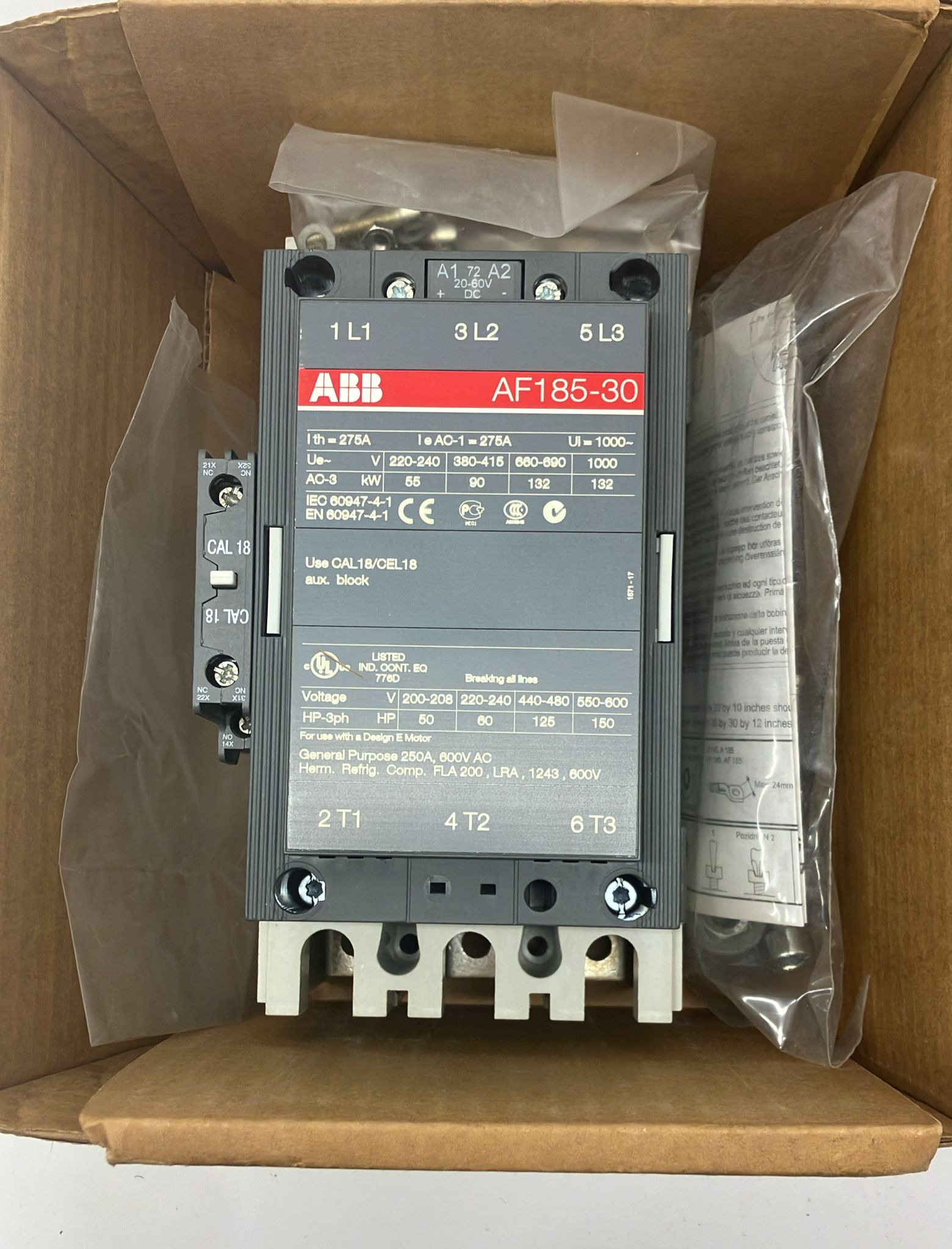 ABB AF185-30-11 1SFL497001R7211 Kontaktör