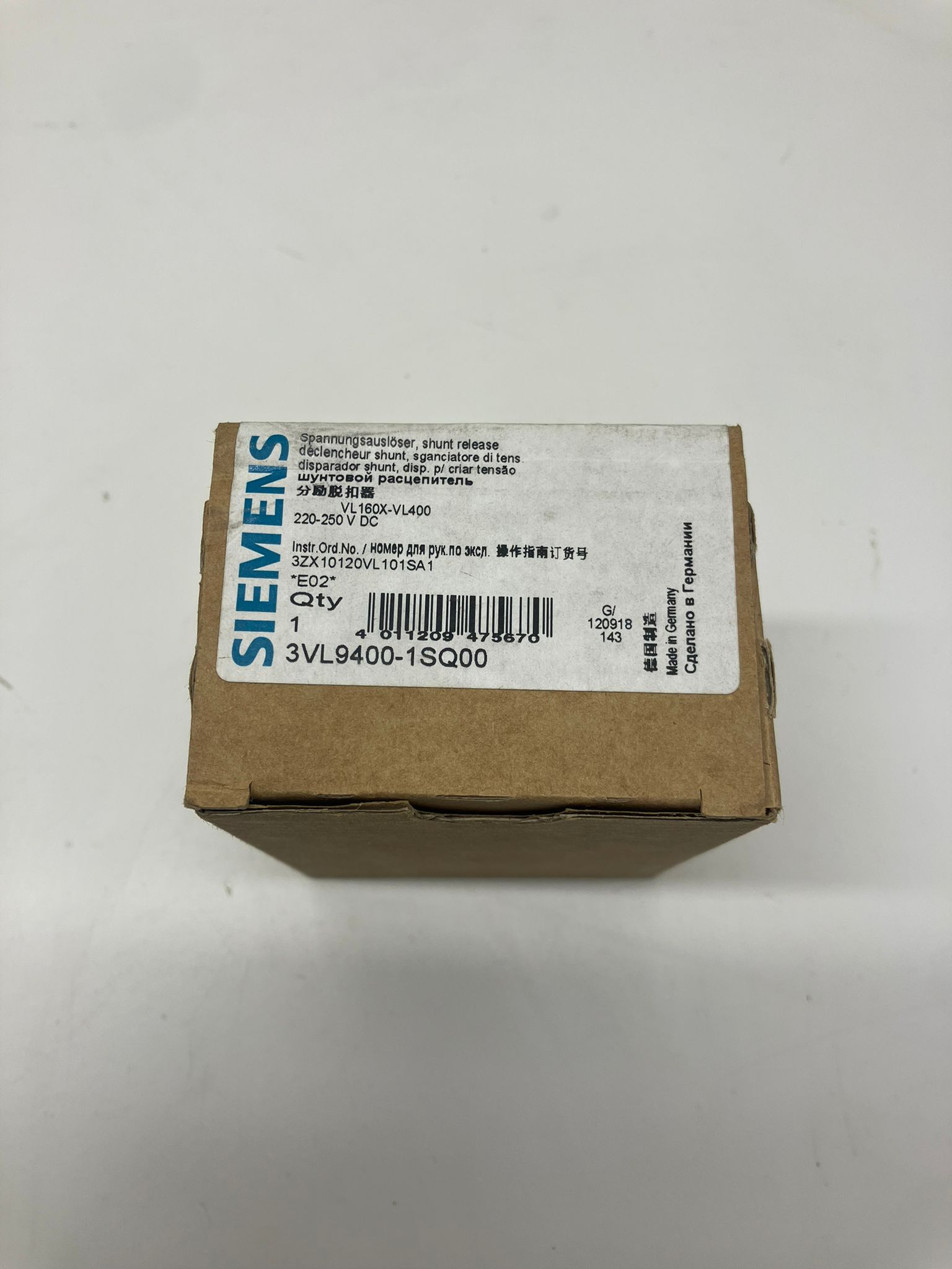 Sıemens 3VL9400-1SQ00 açtırma bobin